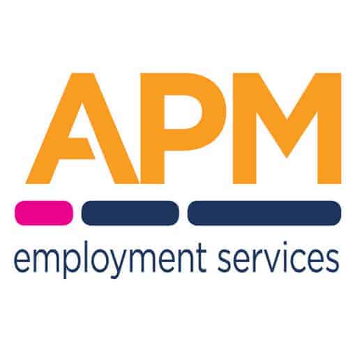 Apm employment services logo.